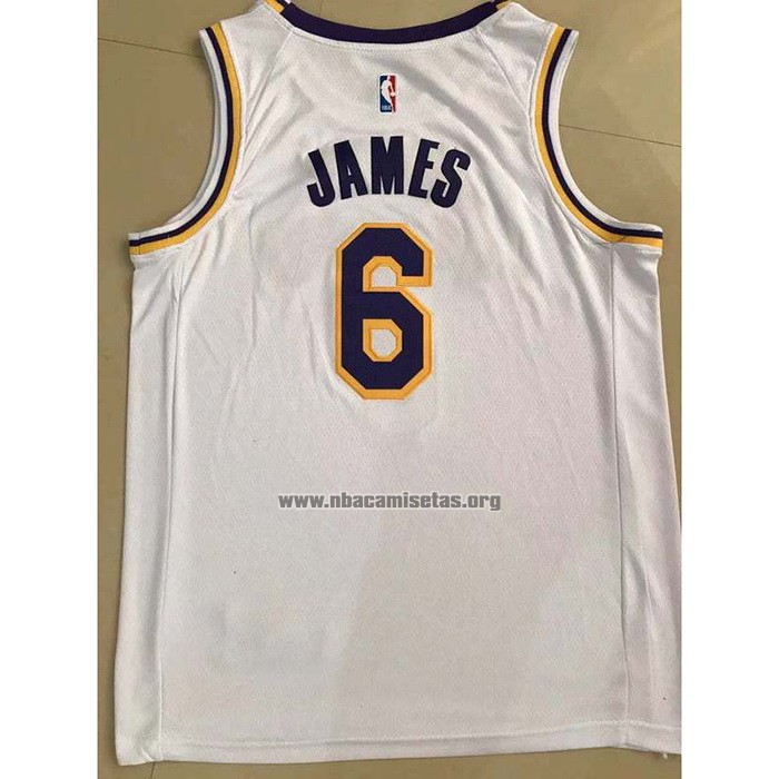 Camiseta Los Angeles Lakers LeBron James NO 6 Association 2021-22 Blanco